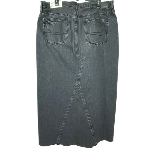 NWT AMERICAN EAGLE Women’s 90’d Highrise Black Denim Maxi Skirt 20 - Picture 5 of 5